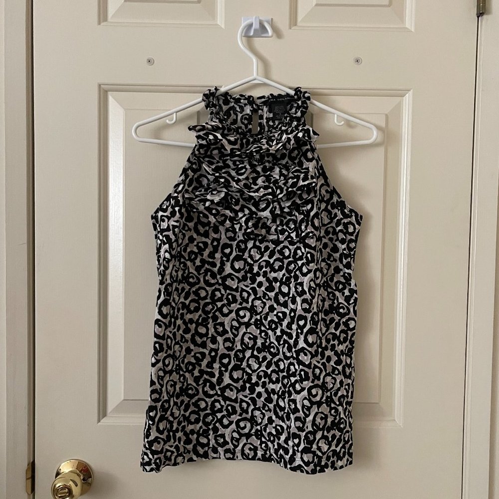 Elena Solano Linen-Blend Halter Top Size Small